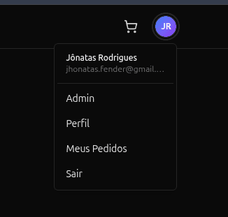 Menu do usuário dropdown